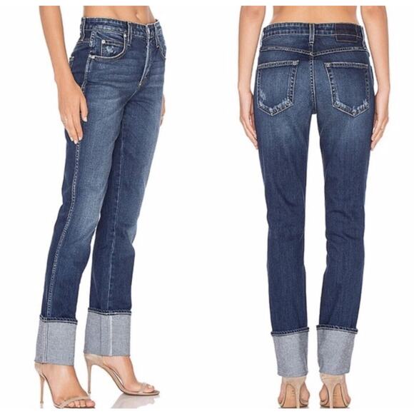 NWT AMO Darlin Jeans 26 High Rise Slim Fit Cuffed Leg Button Fly Sweetheart Wash - Picture 12 of 12